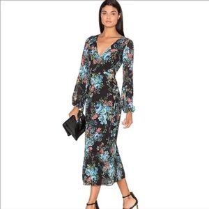 Revolve LPA Dress Antique Floral Print Cut Out Dress Size S